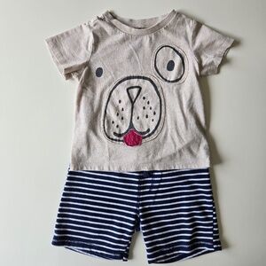 First Impressions Dog T-shirt & Stripes Shorts Set